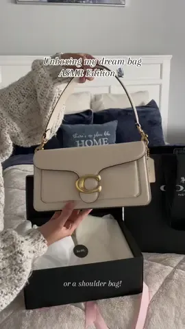 unbox my dream bag with me!🎙️ @Coach Tabby 26 in Chalk!✨🤍 #coachbag #tabby26 #luxurybags #shoulderbag #unboxing #asmr #foryou #fyp