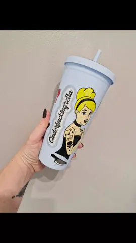 Crime scene Psycho Cinderella cup. now available #teckwrap #vinyl #glitter #coldcups #cinderella #psycho #crimescene  #darkdisney 