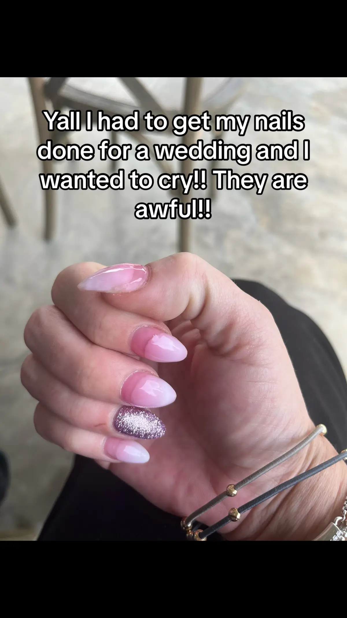 What ya think? It was supposed ro be an ombre!? #badnails #sosad #spring #whatyathink #MomsofTikTok #momlife 