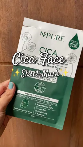 Sheet mask anti jerawat?😱 Emang ada? Ini buktinya. Cobain deh, dia tuh selain bikin kulit calming juga bikin jerawat memudar🥹😍✨ #npure #sheetmasknpure #sheetmask #fyp 