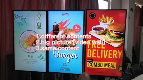 multi screens play ads, same advertising content, diff contents, or play like video wall,  3 screens play different contents, or play same conten, or play like a video wall, #benshidisplay  Signworld Union 联屏播放广告，分屏播放广告，一步完成  #信发软件 #珊瑚软件 #signworld #signworldunion