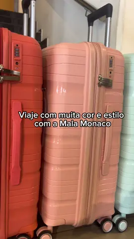 Viaje com cor e estilo com a mala Mônaco. #mala #monaco #lancamento #viagrm #fyp #foryou #viral 