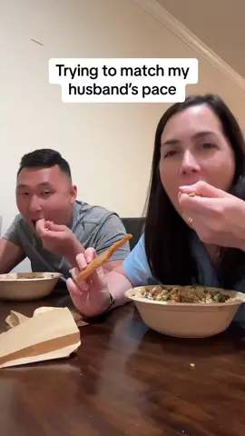 It was hard to keep up! #couple #husbandandwife #viraltrend #foodies #foodtiktok #eating #cava #1min #couplecomedy 