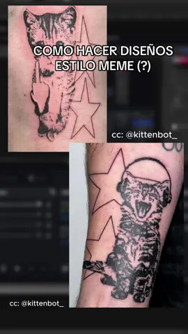 CÓMO HACER DISEÑOS ESTILO MEME/CURSED Referencias de @kittenbot | Revisar su cuenta tiene ideas con más trabajo. #fyp #tattoo #photoshop #design #diseño #meme 