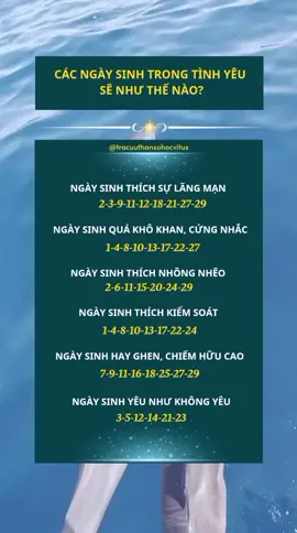 tình yêu của những ngày sinh #chisoduongdoi  #tracuuthansohocvitus  #thansohoc  #tarotreading  #ngocthivitus  #giaimathansohoc  #ungdungthansohoc  #buon  #phongthuy  #tarotreading  #tarot 