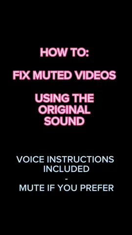 HOW TO: FIX YOUR MUTED TIKTOKS  (sorry, had to reload) Tips on how to use the original sound & bypass the audio filters. (Please don’t use this to upload sound clips longer than 60 seconds). Hope this is useful 🤗 & the formatting isn’t too lame 🤓 (I’ve never made a tutorial before). I’ve successfully fixed over 50 muted edits this way. I previously used some of the other voice effects (Eco, MicHog, & Synth) but they don’t work well on anything with a distinct beat. Tweaking the speed of the audio will work, but that leads to timing issues you then need to adjust for. I had almost my entire #vesselsmileslut series muted at some point, these 3 are some of my faves 😁 @Cake  @Cake  @Cake  #tutorial  #tiktoktutorial  #howto  #howtotiktok  #muted  #mutedsounds  #clevergirl  #sleeptoken  #sleeptokenedit  #sleeptokenvessel  #sleeptokenworship  #sleeptokenthesummoning  #vesselsgoodgirlsgonebad 