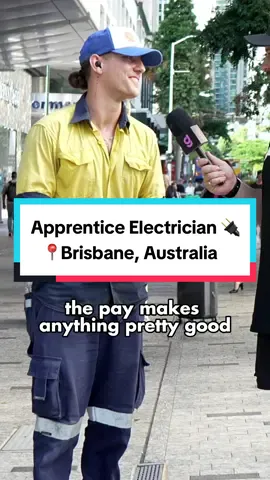 How much does he make as an apprentice electrician in Brisbane Australia?📍🔌 ##interview##streetinterview##paytransparency##fyp##brisbane##pay##money##sparky##electrician