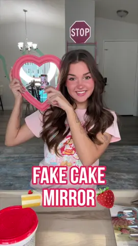 Should i put this on my fridge?🥹🍓 #fakecake #cake #cakemirror #cakedecorating #mirror #DIY #art #decor #decoration #diyproject 