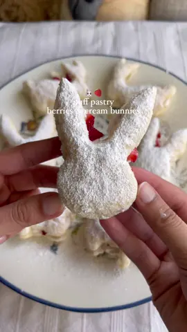 #sponsored Puff Pastry Berries & Cream Bunnies🐰🍓The cutest Easter treat that’s made using @Jus-Rol North America puff pastry! Jus-Rol’s ready-to-bake puff pastry dough, requires no thawing time and makes it so easy to create fun, holiday treats! #AmazingMadeEasy Find Jus-Rol Puff Pastry in the refrigerated dairy case in a store near you at the link in my bio! Ingredients: - 1 package of Jus-Rol puff pastry - 1/2 cup heavy cream - 1-2 tbsps powdered sugar 1/2 tsp vanilla Strawberries, diced Directions: - Preheat the oven to 425 F. - Lay out your puff pastry dough on top of the tray and cut out your shapes using a bunny-shaped cookie cutter. Remove any excess dough from the tray. - Bake for 15-20 minutes, or until lightly golden. - While it’s baking, prepare the whipped cream. - Using a hand mixer, beat the heavy cream, powdered sugar and vanilla until it thickens to the consistency you desire. - Once the puff pastries are finished baking and mostly cooled, cut them horizontally so there’s a top and bottom layer (similar to a sandwich). - Pipe the whipped cream on the bottom layer and top with strawberries, and place the other puff pastry layer on top. - Sprinkled with powdered sugar and enjoy!