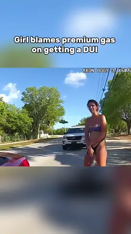 After hitting a pole, the police was called for an 18 year old girl who had wrecked the car. She is questioned and says her car wasn’t working due to premium gas. She then then arrested for DUI. #womanarrested #bodycamera #fypシ 