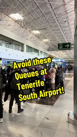 TOP TIP to Avoid these crazy queues and lines at Tenerife South Airport!! People are waiting over an hour! 🤯 #tenerife #fyp #airport #holiday #travel 