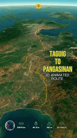 3D animated route Taguig to Pangasinan #3d #3Dmap #trending #travel #traveltiktok #animatedmap #strava #relive #pangasinan #taguig 