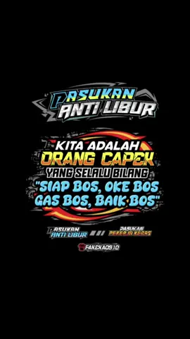 PASUKAN ANTI LIBUR - kita adalah orang capek yang selalu bilang oke bos, siap bos, gas bos, baik bos 🫡 kaos nya redy di keranjang kuning #fyp #pasukanantilibur 