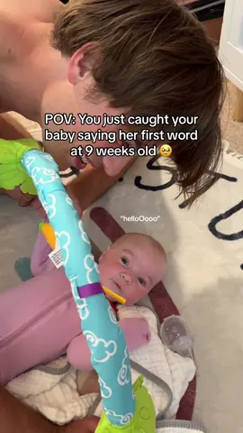 SHE SAID HER FIRST WORD I’M CRYING 😭 she definitely said “hello” 😂 #newborn #baby #babyfever 