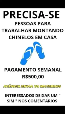TRABALHO DE MONTAGEM DE CHINELOS #trabalho #emprego #sp #trabajo #pr #ma #ba #rs #sc #sudeste #nordeste 