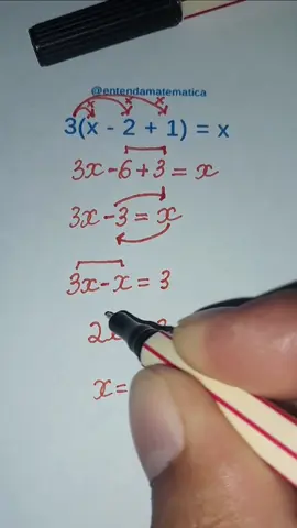 3(x-2+1)=x #mathematiktoks  #matematicas  #equacao  #maths  #agoravocejasabe 