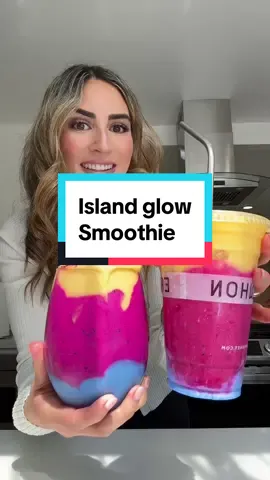 Follow for more delicious, healthy recipes 💙💗🧡  Recipe for base: 2 tbsp coconut cream or greek yogurt to make it lower in cals and higher in protein  6 oz Water Squeeze of lemon and lime  1-2 tsp seamoss gel 1/2-1 cup frozen pineapple   Vanilla protein (link in bio) and colagen  Split the base in half - blend 1/2 cup frozen mango to one half and 1/2 cup frozen dragon fruit to the other.  For the blue ocean: mix 2 tbsp greek yogurt or coconut cream and 1 tsp spirulina powder Garnish top with more greek yogurt or coconut cream and sprinkle of dried dragon fruit powder  #erewhonmarket #winnieharlow #islandglow #sunrise #erewhonsmoothie #sophiarichie #sweetcherry #smoothierecipe #viralrecipe #postworkout #spirulina #beauty #dragonfruit #pitaya #pitayabowl #magnesium #seamoss #collagen #protein #sorbet #pretty #healthyrecipes #proteinsmoothie #smoothie #losangeles #dietitian #recreate @erewhon