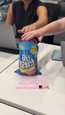 When candy cravings hit the workplace! 🍭🤝 Just two work besties caught in the act of sharing sweet desk treats. 💕 #kandykingdom #sweettreats #lollies #bestcandy #noveltycandy #officesnack #sharingiscaring #officelife #biglolly 