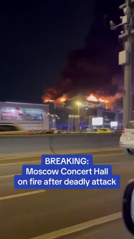Unidentified gunmen have opened fire at the Crocus City Hall near Moscow.  People remained inside the building that was almost completely engulfed in flames.  #shooting #moscow #breaking #breakingnews #fire 