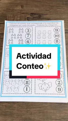 Aprende los números-Actividad de conteo ✍️👧🏽👦🏻. Hojas de actividades preescolares .  #parati #fyp #actividadesparaniños #preescolar #kindergarten #jardin #prekteacher #like 