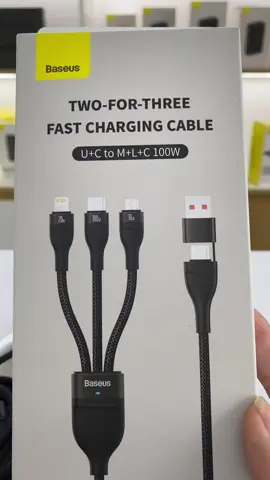 Cáp sạc nhanh 3 đầu CASS030101 Baseus Flash Series Ⅱ PRO Two-for-three Charging Cable U+C to M+L+C 100W, 1.2m, QC 4.0#Dây sạc 3in1#phụ kiện điện thoại