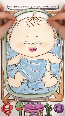Babysitting & baby massage ASMR 🍼  #paperdiy #drawing #asmr #massage #baby 