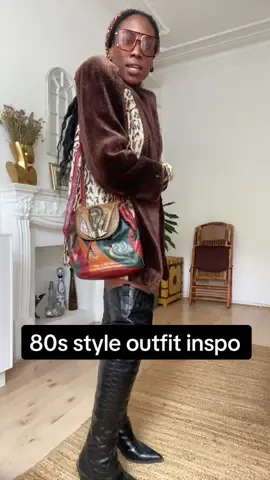 80s outfit of the day inspo!✨ Top @Rokit Ltd  Coat & bag @Beyond Retro  Shorts @Depop  #fashion #fashiontiktok #outfit #outfitideas #style #80s #vintage #fur #blackgirltiktok #fauxlocs #foryou #foryoupage #fyp 