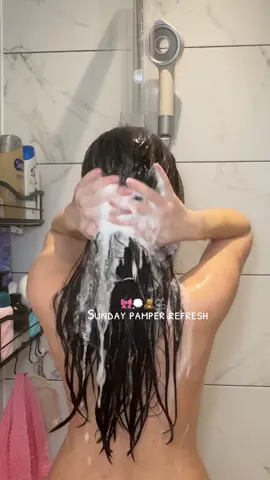 sunday pamper refresh 🎀💭🧸🫧 #showerroutine#haircare#thatgirlaesthetic#asmr 