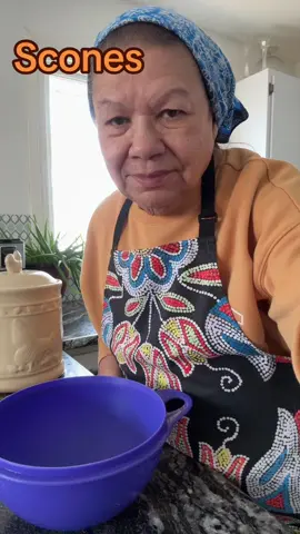 Recipe for Scones. 2 C flour, 1/3 C white sugar, 1/2 tsp salt, 2 tsp baking powder, mix dry ingredients. Work in 1/4 C butter until crumbly, make a hole and add the white of an egg mixed in with C cold milk. Pat out and cut into desired pieces and bruch lightly with the egg yolk. Bake for 20 minutes at 400. Optional: raisins, cranberries, currants, grated cheese ( add less sugar)#nativetiktok #indigiouslivesmatter #grandmotherlove #food 