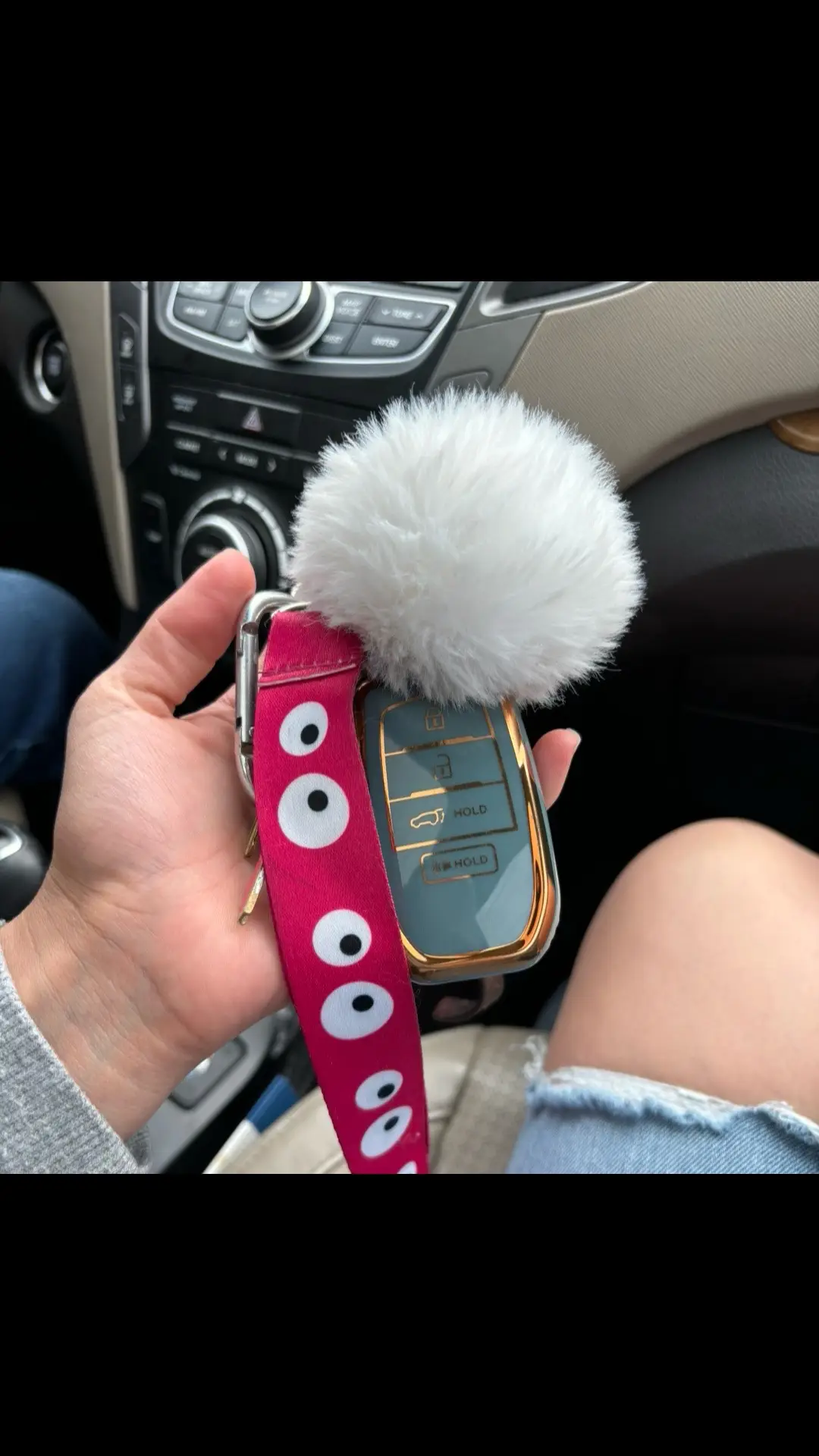 New key fob cover 💙 #keys #cover #pompom #sale #caraccessories #car #teal #TikTokShop less
