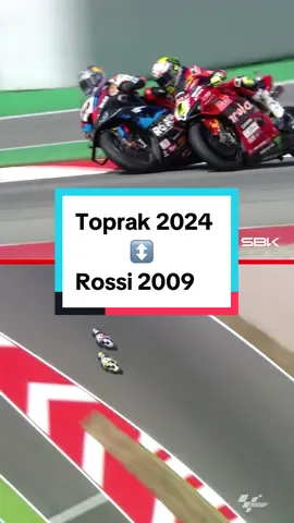 Same pass, same turn, fifteen years apart ↔️ Yesterday, Toprak impressed everyone with his skills once again, replicating the famous pass that Valentino Rossi made on Jorge Lorenzo back in 2009 😮‍💨 #CatalanWorldSBK 🏁 #MotoGP #motorcycle #Motorsport #racing #sportsontiktok 