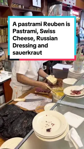 A pastrami Reuben is Pastrami, Swiss Cheese, Russian Dressing and sauerkraut #foodreview #foodstreet #streetfood #foodtiktok #foodworld #Foodie #travel #fyp #fypシ #foryou 
