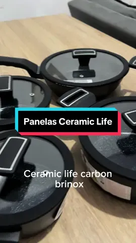 Conjunto de Panelas Ceramic Life Carbon Brinox pretas #brinox#panelas#tampadevidro#compracerta#melhorcompra#capcut