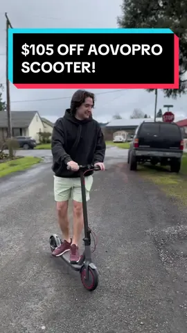 This is the CHEAPEST I’ve ever seen this scooter! It’s fast, lightweight, goes a long way, and can hold up to 350 lbs! #electricscooter #escooter #aovopro #commuter #TikTokShopSpringSale #springsale #techdeals 