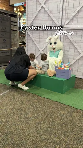 Chaos, but I’m obsessed with the picture 🩵🐰 #easterbunny #easterpictures #Easter #basspro #houston #cabelas #twomoms #twinmom #twinboymom #boymom #boymomlife #latinamom #latina #Houstonmom #fyp 