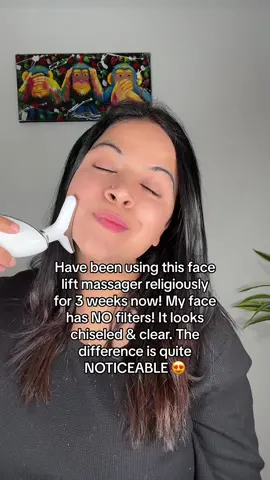 Have been using this face lift massager religiously for 3 weeks now! My face has NO filters! It looks chiseled & clear. The difference is quite NOTICEABLE 😍  #facialandneckmassager #facialmassage #viralmassager #facelift #instantfacelift #facesculpting #facetransformation 