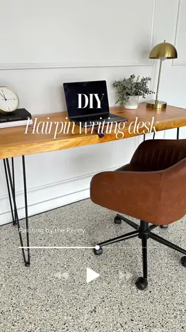 When a client has a wood slab just stored in the garage. We convert it into a desk 🙌🏽 #writingdesk #diyideas #hairpinlegs #diyproject 