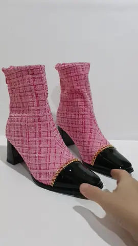 1013 Pink / 6cm / Size 35-40 #boot #boots #pinkboots  #koreanboots #koreanshoes #pinkshoes #pinkboots #tweed 