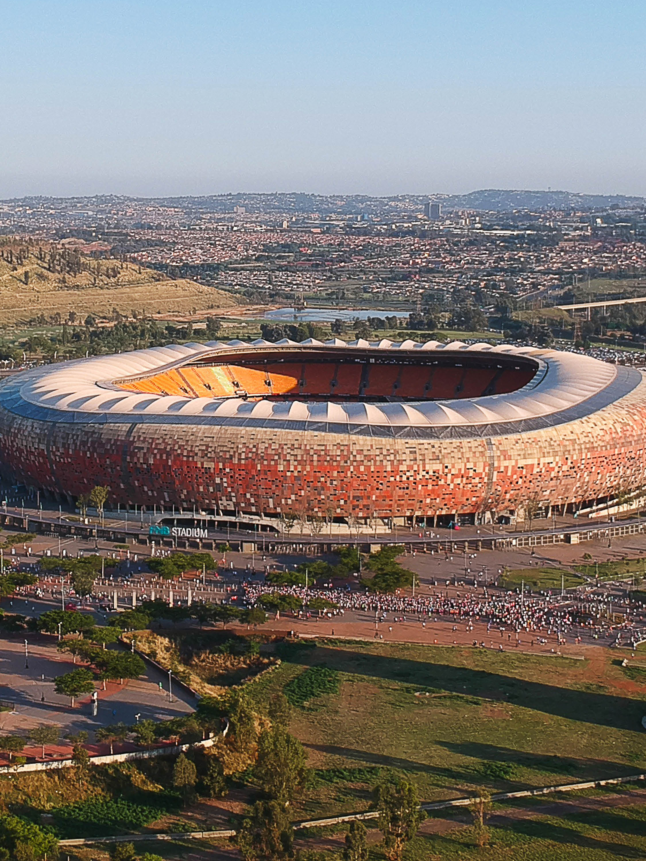 FNB Stadium, Johannesburg, South Africa #cimolai #cimolaigroup #fnbstadium #soccercitystadium #soccercity #johannesburg #engineering #steel