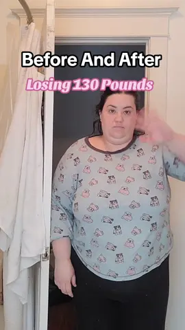 A transition that has been 8 Months in the making...😭❤️. Guys, this was my favorite pajama top. I would wear it every single day. Now it's a pajama dress🤣.                                      #weightloss #weightlosstransformation #gastricbypass #bariatricsurgery  #GlowUp #viralvideo #weightlosscheck #wls #transition 