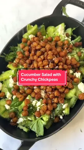 This Cucumber Salad with Crunchy Chickpeas is so simple but the flavors are beyond fresh and something I can’t get enough of no matter the season!  #thedefineddish #EasyRecipe #saladrecipe #saladsoftiktok 