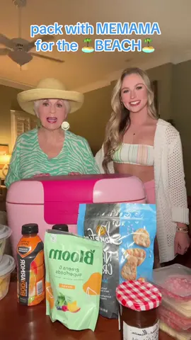 pack with MEMAMA for the🏝️BEACH🏝️ @Bloom Nutrition #bloompartner #bloomnutrition #bloom #emmagraceandmemama #memamatok #grandmasoftiktok #grandma #memamafy #southern #southernaccent #beach #beachday #cooler #corkcicle #picnic #beachpicnic 