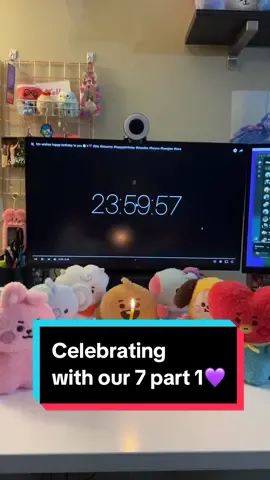 Celebrating with my 7 part 1🥳🥹💜  Video on YT by emeliekholm🤗 #bt21 #linefriends #koya #rj #shooky #mang #chimmy #tata #cooky #tattonplush #btsxarmy #btscake #bt21cake #btsbirthday @BT21 