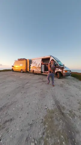 Wait for the cliff at the end ☺️  We extended our home a bit 🚐 what do you think? #portugal #vanlife #sunset #drone #fpv #travellife  