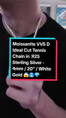 Showcasing the Moissanite VVS D Ideal Cut Tennis Chain in .925 Sterling Silver - 4mm / 20
