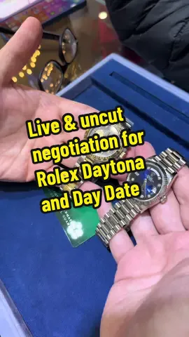 John and Mike Shim attempt to come to a deal on two very cool pieces. Both are the new models, a white gold Rolex Day Date and a two tone Daytona with a mother of pearl dial. #rolex #watches #luxury #entrepreneur #business @Mike Shim @Ultimate Diamond @James Buckley 