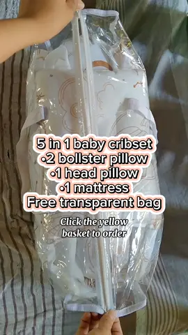 5in1 baby cribset. Click the yellow basket to order. #fyp #foryou #foryoupage #trending #viral #followme #tiktok #copylink #cribset #babypillowset #pillowset #mattress #5in1babycribset 