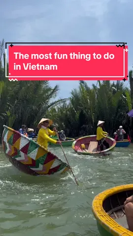 The village is known for its lush coconut groves, where we can enjoy a relaxing boat ride along the Thu Bon river and enjoy the scenic beauty of the surroundings. Until you see the spinning boat 🤣 I was gonna do it but since I just had my lunch, I just let Mikey to enjoy the spinning boat haha. Have you guys been here? 📍Cam Thanh Coconut Village, Hoi An, Vietnam 💸AUD$5/80.000 VND/USD$3 Follow me for more Vietnam videos! More videos here 👉🏻 #tikainvietnam  #vietnamtravels #hoiantrip #coconutvillage #vietnamtrip 
