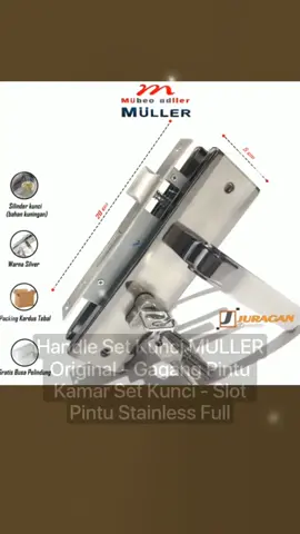 Handle Set Kunci MULLER Original - Gagang Pintu Kamar Set Kunci - Slot Pintu Stainless Full Tahan Karat 