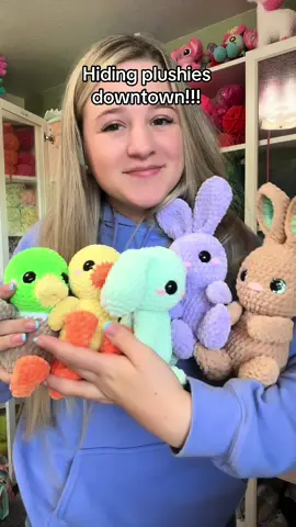 Happy easter!!!  . These guys are hiding downtown port orchard!!! . #easter #crochet #crocheter #crochetgrove #hideandseek #crochetbunny #crochetduck